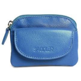 SADDLER Womens Luxurious Real Leather Zip Top Coin Purse | Designer Ladies Change Pouch with Key Ring |Gift Boxed - Blue