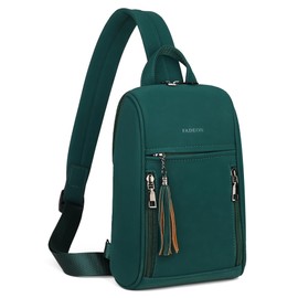 FADEON Sling Bag for Women Crossbody Purse Sling Bags, Designer Sling Purses Fashion Travel Chest Bag Suede Green