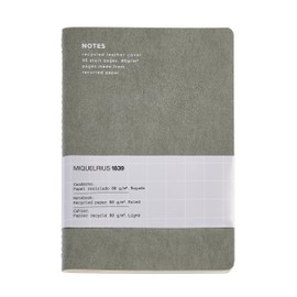 Miquelrius - Flexible notebook A5 (140 x 200 mm), Lined horizontally, 48 white sheets of 80 g/m², Recycled leather cover, Black