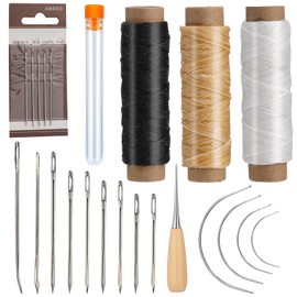 23 Piece Leather Sewing Needles Set, Leather Hand Sewing Needles with Waxed Thread, Hand Sewing Needle Kit for Upholstery, Leather, Carpet Canvas Repair Upholstery Sewing Needles