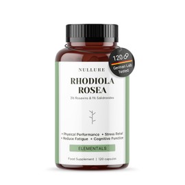 Nullure Rhodiola Rosea | 3% Rosavine and 1% Salidroside – 200mg | Stress & Anxiety Relief · Mood · Energy · Tiredness | Vegan + No Additives | Rhodiola Rosea | 120 Capsules (4 Months)