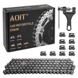 420 Motorcycle Chain 132 Links - 420 Chain for 50 70 90 110 125cc 212cc TaoTao Coolster Apollo Baja Kazuma Chinese ATV, 420 Chain for Mini Bike Go Kart, Free Chain Breaker Included