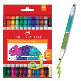 Faber-Castell DuoTip Washable Markers - 12 Markers, 24 Colors | Great for Spring Crafts (Ages 4+)