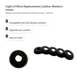 Light of Mine - Replacement Leather Washers for Coleman Lanterns - 5 Pack