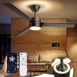 hinomy Ceiling Fan Lights with Backlight,42 inch Ceiling Fans with Light and Remote,Easy-to-Install,Flush Mount,Reversible, 3CCT/RGB,Dimmable, Ceiling Fans for Bedroom,Indoor/Outdoor Use.