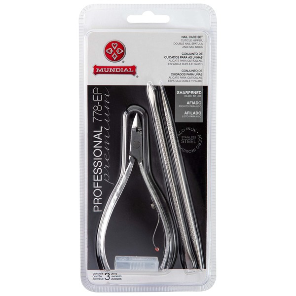 Mundial Nail Care 3 Piece Set - Professional Stainless Steel