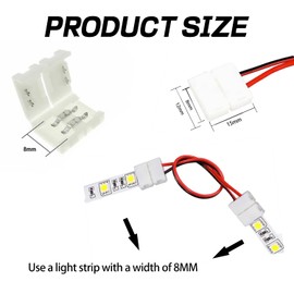 YAFIYGI 10 Pcs Led Strip Connectors 2 Pin 8mm 12V 24V Led Solderless LED Strip Connectors Unwired Clips for Quick Connection SMD 3528 2835 LED Strip Lights to DIY Led Tape Light Connectors