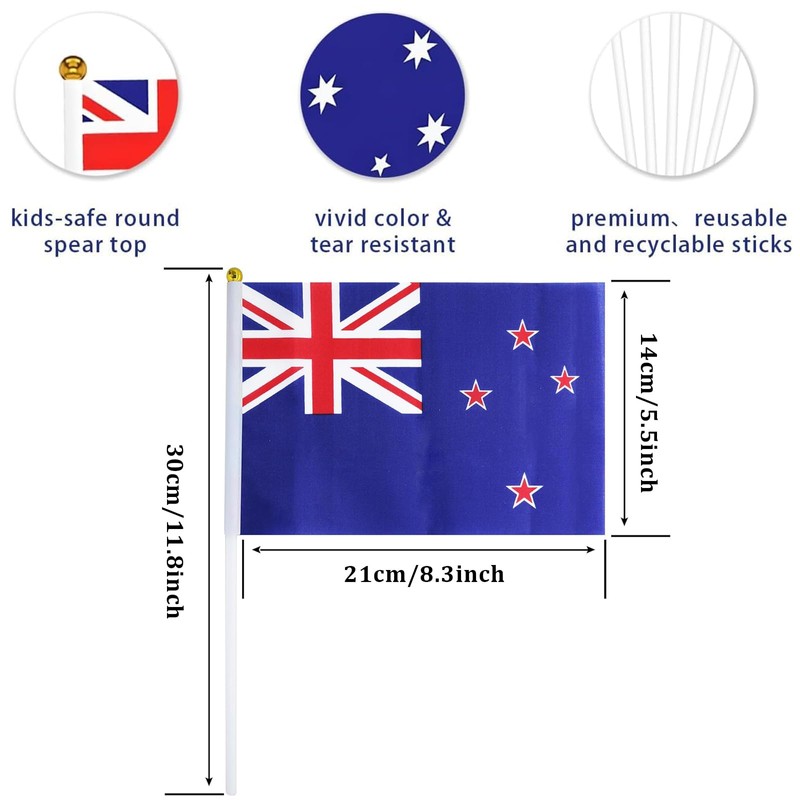 Handheld Australian Flag,YQQZQ 24pcs Vivid Color and Fade Resistant HandHeld