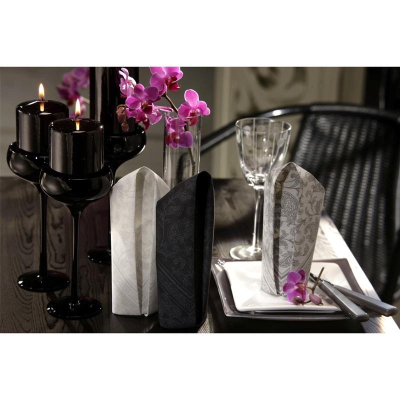 20 Servietten ROYAL Collection 1/4-Falz 40 x 40 schwarz "Ornaments"