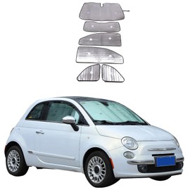 Full Window Sunshades Compatible with Fi@t 500 2010-2024 Accessories, Windshield Sun Shade Side Rear Window Shade Cover Sun Visor Shield UV Rays Privacy Protection 6PCS