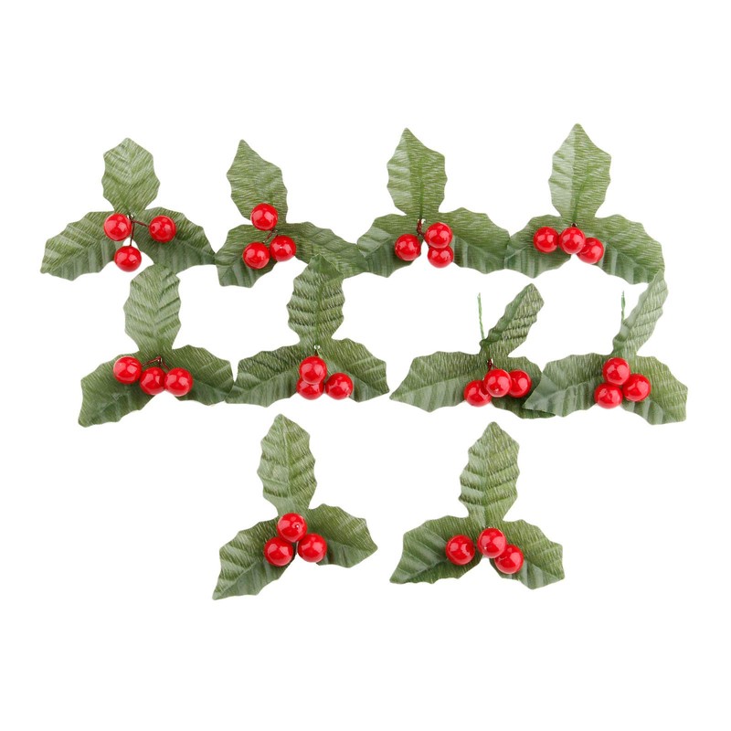 Yetaha 10 Pcs Artificial Leaf + Holly Berries for Wedding