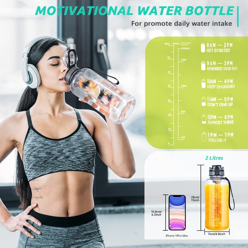 UTEBIT Fruit Infuser Water Bottle - 68 OZ Leakproof Plastic