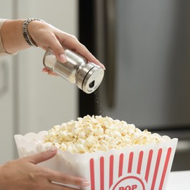 CHEFVANTAGE Salt and Pepper Shakers Set with Adjustable Pour Holes - Black and White