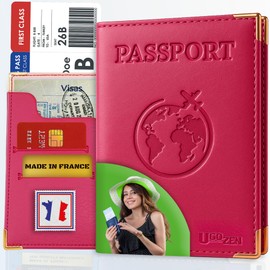 Ugozen Passport Wallet Passport Cover Protector Travel Document Bank Note Boarding Pass Credit Card Protector, bordeaux, Casual
