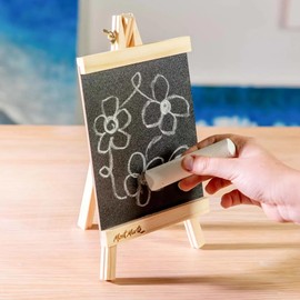 Mont Marte Chalkboard Easel – Compact Chalk Board on Pine Wood Easel – Small Chalkboard with Stand – 34.5 x 20.5 x 10 cm