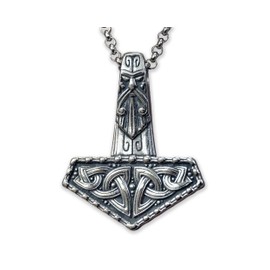 Baldur Jewelry - Large Thor's Viking Celtic Knot Knotwork Thors Hammer Necklace Pendant with chain- Mjölnir Viking Norse God Thor Hammer Pendant Viking Jewelry - Thor Necklace - Thor Gifts for Men