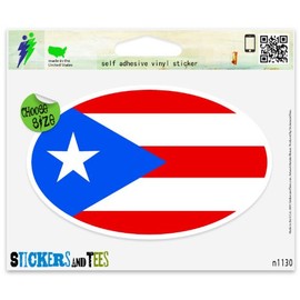 Puerto Rico Flag Oval Vinyl Car Bumper Window Sticker 3" x 2"