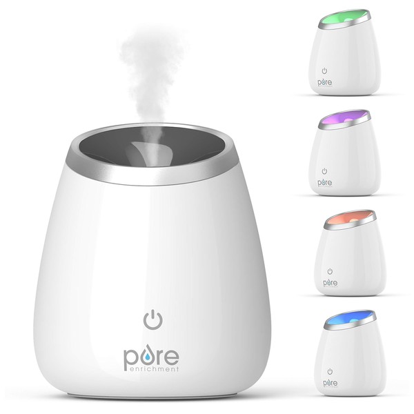Pure Enrichment PureSpa Deluxe Ultrasonic Essential Oil Diffuser - 120ml Water Tank Lasts Up to 10 Hours While Generating Mood-Boosting Ions - Includes Optional Color-Changing Light and Auto Shut-Off