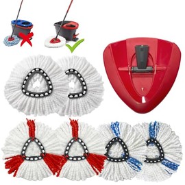 6 Piezas Cabezales de Trapeador Giratorio, con 1 Pieza de base de fregona, Cabezal de Trapeador Giratorio de 360 Grados,Cabezal de Repuesto,...       