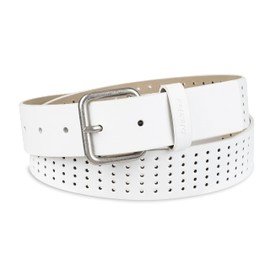 Dickies Women's Square Harness Buckle Multi-Perforated Casual Belt, White Perforated, Small