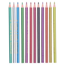 Zerodis 12Pcs Set, Metallic Fluorescent Professional Coloring Pencil Art Colored Pencils Sketch Graffiti Painting Supplies for Adults and Kids(Metal Color Pencils)