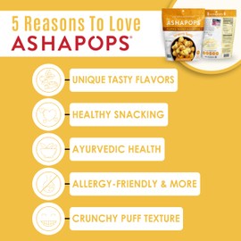 AshaPops Turmeric Garlic Flavored Popped Water Lily Seeds, 1 oz (Pack of 6) - Gluten-Free, Vegan, Paleo, Nut-Free, Corn-Free, Soy-Free, Non-GMO, Delicious Plant-Based Crunchy Snack