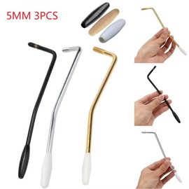 LinaLife 3PCS 3 COLOR 5mm chrome Guitar Single Strat Tremolo Arm Trem Bar Whammy Bar for Fender MIM Stratocaster Squier Standard Electric Guitar Parts Crank Handle