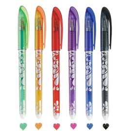 MOZXIRZ 6 Pcs Erasable Colored Pens Capped Pens Cute Colorful Erasable Pen 0.5mm Point Coloured Gel Pen for Women Girls Men Boys Office School Supplies (6Pcs Capped)
