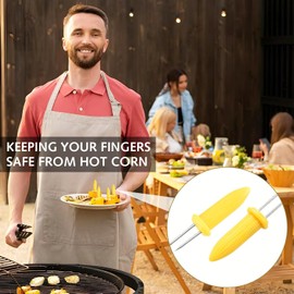 Corn Holders, 18PCS Stainless Steel Corn Holder Twin Prong Sweetcorn Holder Corn on The Cob Skewers Fruit Fork for Kitchen Tool Outdoor Home BBQ Cooking