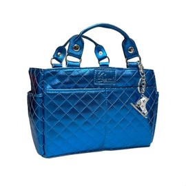 Kami-So Ice Skating Rink Tote (Bahama Blue) with White Crystal Skate Keychain