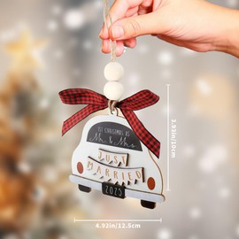 Wedding Gifts for Couples 2025 First Christmas Married Ornament 2025 Just Married Decorations Bridal Shower Mr and Mrs Engagement Marriage Gifts for Couples Newlyweds Bride Wood Hanging Ornament