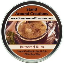 Premium 100% All Natural Soy Wax Aromatherapy Candle - 6oz Tin Buttered Rum: Our Buttered Rum Smells just Like The Real Thing - Dark Rum, Butter, Sugar and Cloves.