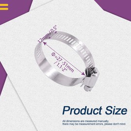 Swpeet 25Pcs 1-2inch (27-51mm) Hose Clamp 304 Stainless Steel Adjustable Range Worm Gear Hose Clamp Fuel Line Clamp Perfect for Plumbing, Automotive and Mechanical Applications