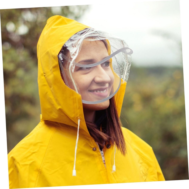 Baluue 2pcs Clear Raincoat Hat Shield Visor Detachable Rain Poncho