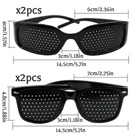 badaren Pinhole Glasses x 4 Pieces, Hole Glasses for Eye Training, Eye Trainer Hole Glasses, Black Grid Glasses, Pinhole Glasses, Grid Glasses with Foldable for Eye Relaxation Training