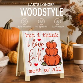 Fall Table Decor Pumpkin Decorations for Home Autumn Harvest Thanksgiving Sign Desk Signs Home Shelf Office Decoration, Rustic Farmhouse Centerpiece Table Tiered Tray Decor (5.6'' x 4.3'')