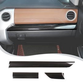 LLKUANG ABS Central Control Instrument Panel Decorative Panel Fit for Toyota Tundra 2014-2021 Driving Position Side Trim 3-pcs (ABS-Carbon Fiber Pattern)