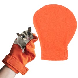 Zerodis Small Animals Calming Glove,Sugar Gliders Comfy Bonding Mitt Anti Bite Pet Handling Glove Grooming Bite Proof Supplies for Hedgehogs Rats Hamsters (Orange)