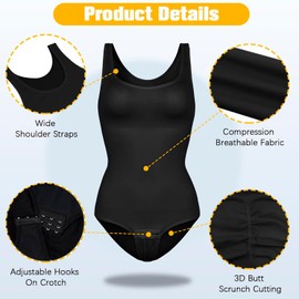 piannao Shapewear Women's Body Shper Tummy Control Bodysuit Shaping Versatile Women Breathable Bodysuit with Leg Shorts Bodysuit Adjustable Shoulder Strap Shaping Bodysuits Figure Shaping Tank Tops