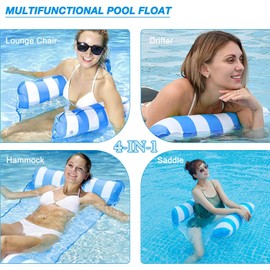FUNNYTA 2 Pack Water Hammock, 4-in-1 Multi-Portable Water Pool Float Hammock (Saddle, Lounge Chair, Hammock and Drifter) for Adults, Suitable for Travel, Family and Recreation