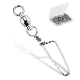 Dr.Fish 20 Counts Fishing Ball Bearing Swivel with Coastlock Snap Size 2+2 49lb, Welded Ring, Saltwater Standard High Strength,100% Copper & Stainless Steel with Black Nickle Coated