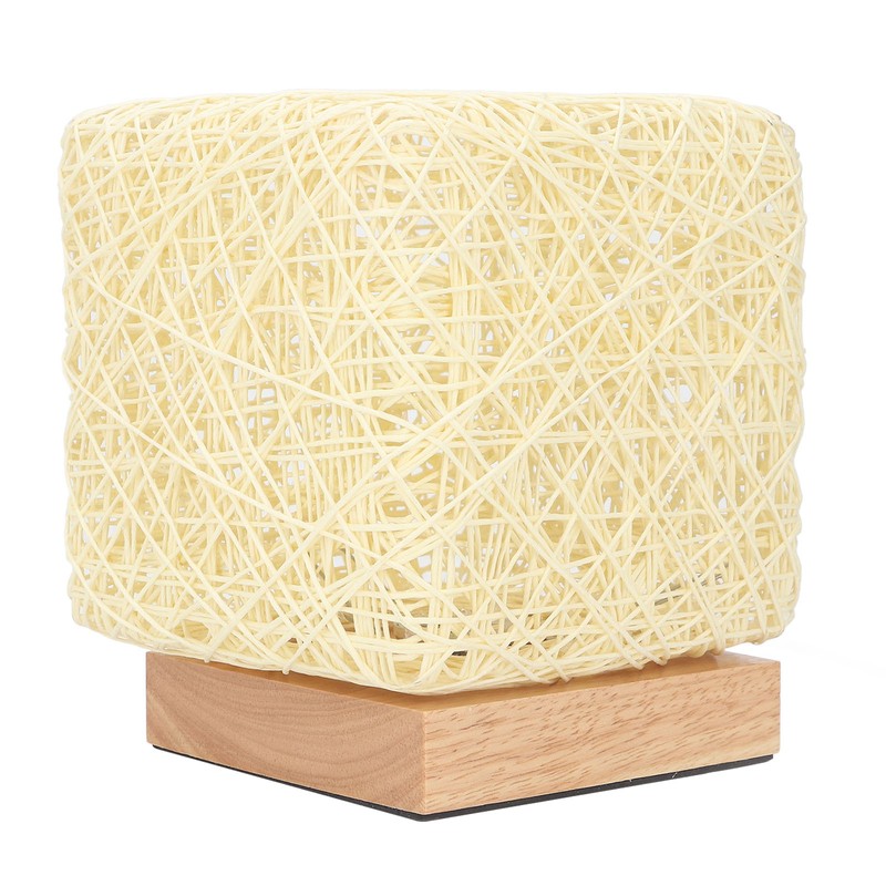 Rattan Table Lamp with LED Bulb USB Powered Decorative Hand