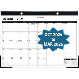 Desk Calendar 2024-2026 – OCT 2024 – MAR 2026, 18 Monthly Desk Calendar 2024-2026, Large Desk Calendar, 17'' x 12'', 2025 Desk/Wall Calendar with To-do Lists, Desk Pad, Ruled Blocks, Corner Protectors