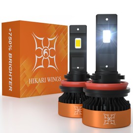 HIKARI WINGS H11/H8/H9 LED Fog light, 30000LM Pure White 6000K LED Bulbs, Plug & Play IP68 Waterproof Pack of 2
