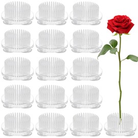OMISTAR 16 Pcs Plastic Flower Frogs, 1.9 in Clear Round Pin Frog Flower Holder with 3 Suction Cups, Transparent Floral Arranging Tools for Ikebana, Wedding, Home Decor