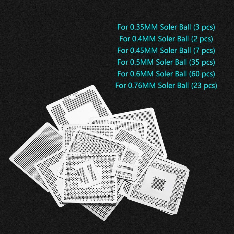 130 Pieces Universal BGA Reballing Stencils Solder Mesh Direct Heat