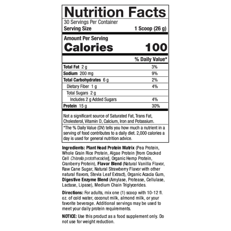 Natural's Answer Plant Head Real Meal Protein Protein (780, Strawberry)