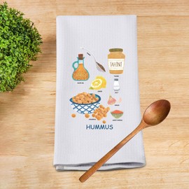 G2TUP Funny Kitchen Towels Hummus Flour Sack Dish Towel White Hand Towels Kit Perfect Housewarming Gift New Home (Hummus KT)