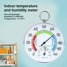 Thermometer Greenhouse Indoor Thermometer Hygrometer Wall Hanging Temperature 2-in-1 Temperature and Humidity Meter for Home Office Garden Greenhouse Warehouse Patio Wall Thermometer Round