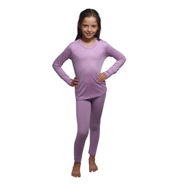 Outland Children's Thermal Set Lightweight Ultra Soft Fleece Interior, Vest and Long Johns Purple